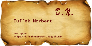 Duffek Norbert névjegykártya