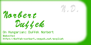 norbert duffek business card